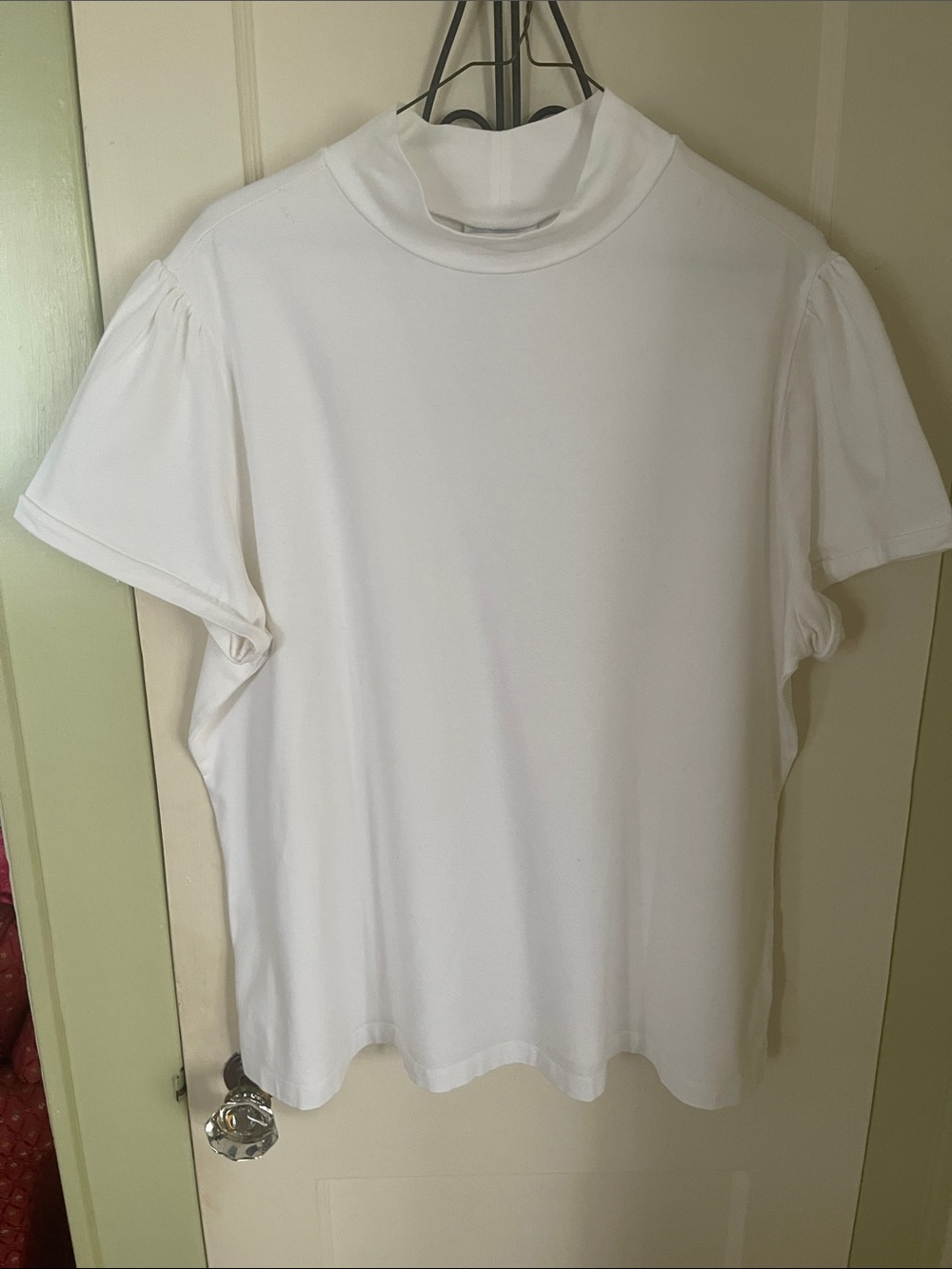 Fashion Bug Women’s Plus Size White Mock Neck Short Sleeve Top